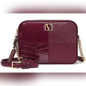 Victoria’s Secret Croc Colorblock Crimson Pocket Crossbody Purse